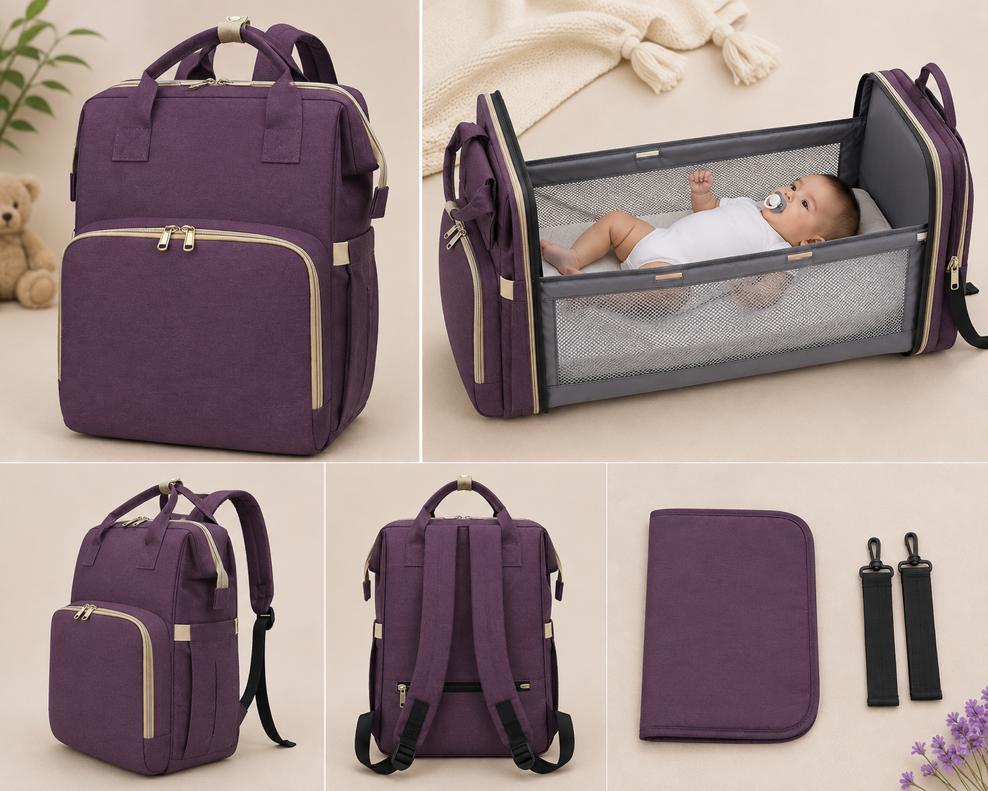 Convertible Baby Bed Backpack Set