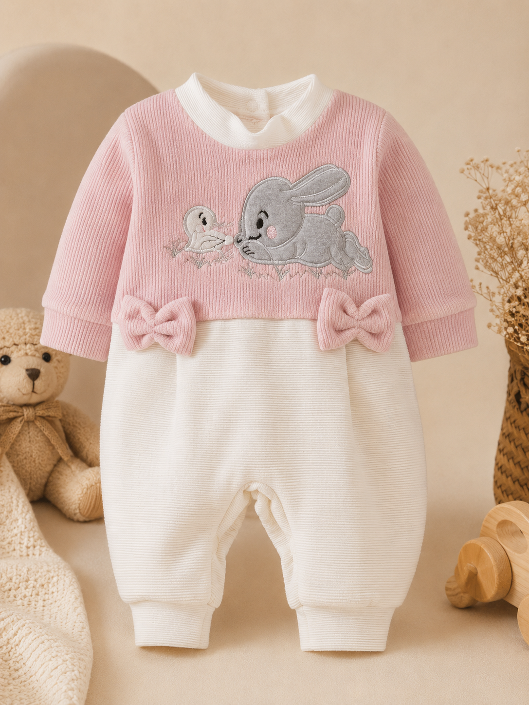 Cozy Bunny Baby Romper
