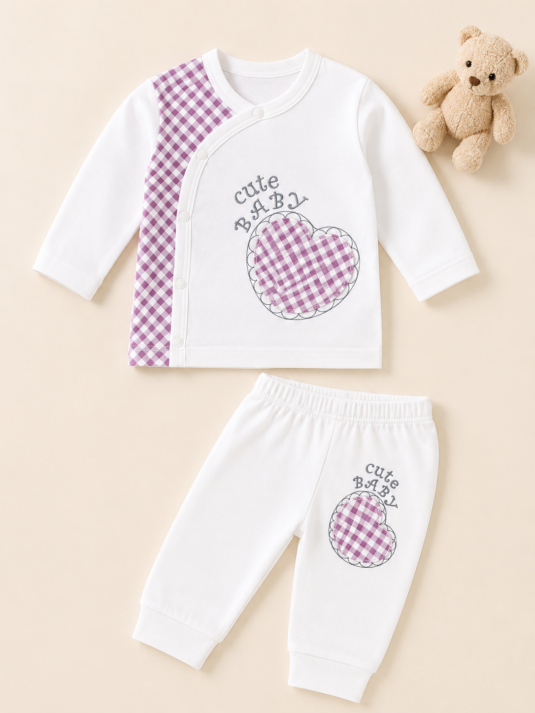 Cute Baby Gingham Outfit Set