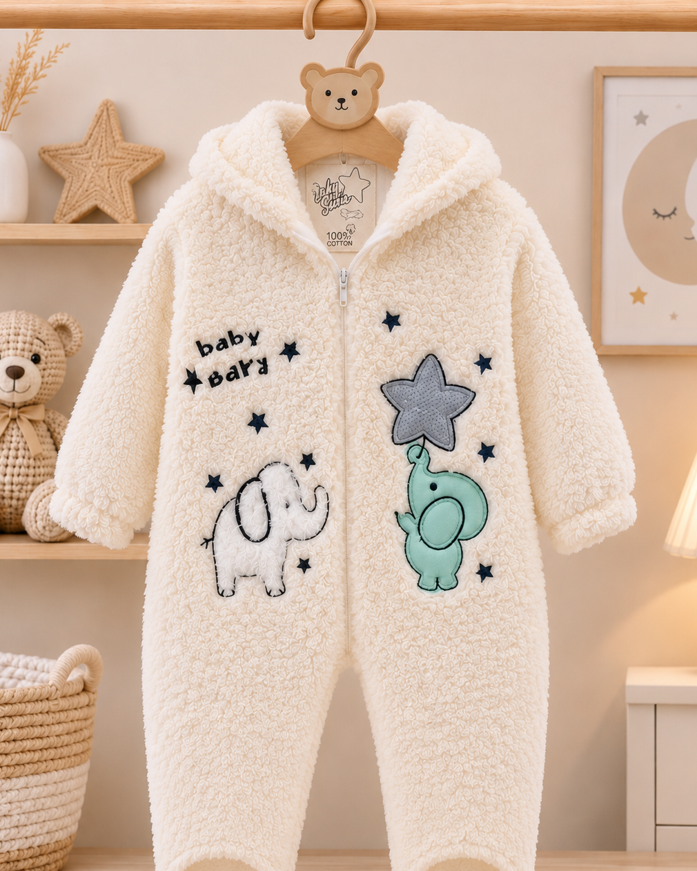 Cozy Sherpa Baby Bear Jumpsuit