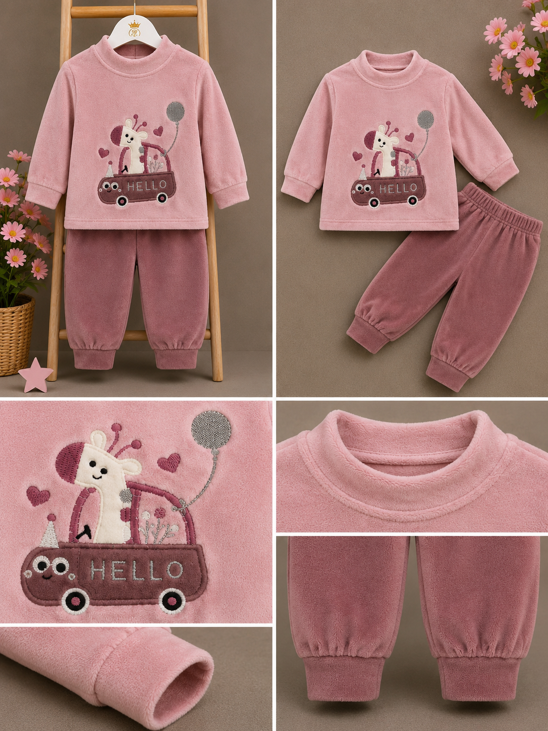 Dusty Pink HELIO Giraffe Outfit Set