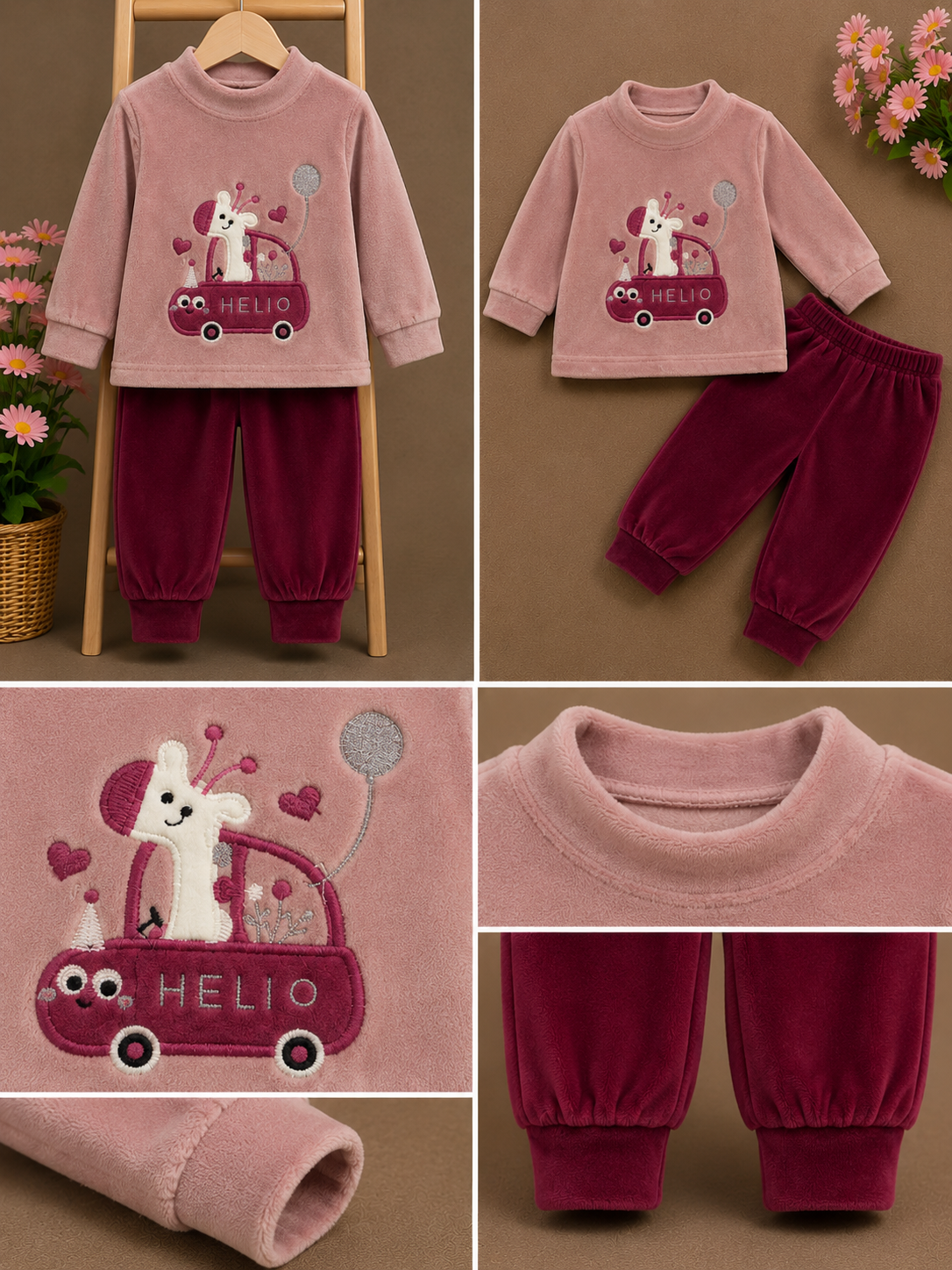 Dusty Pink HELIO Giraffe Outfit Set