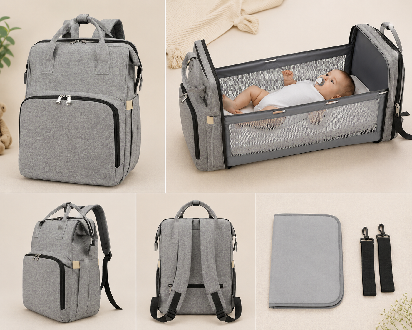 Convertible Baby Bed Backpack Set
