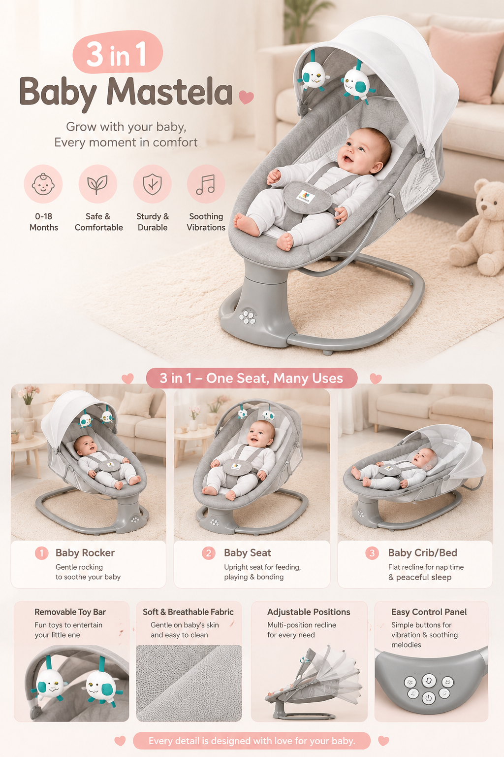 Modern Baby Rocker in Neutral Nursery