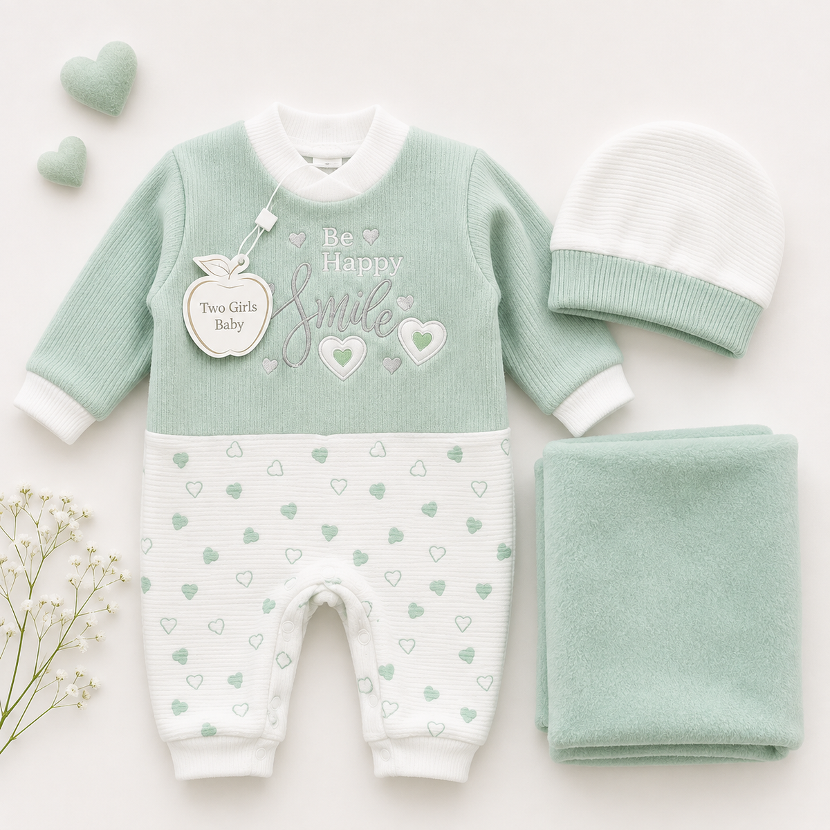 Pastel Baby Romper Flatlay with Sweet Details