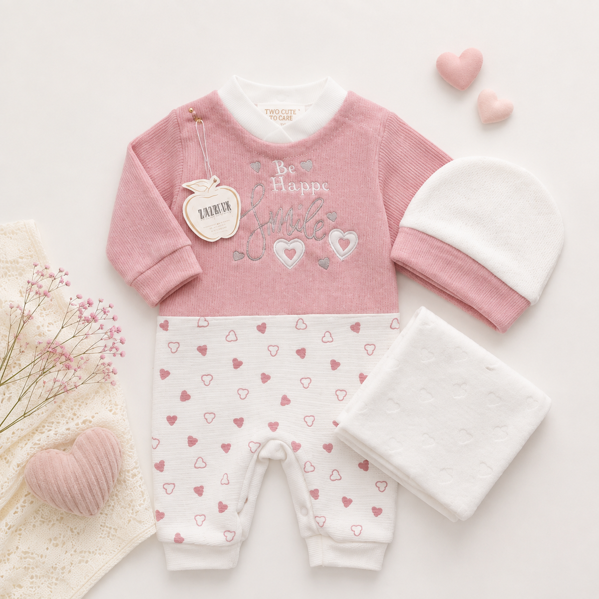 Pastel Baby Romper Flatlay with Sweet Details